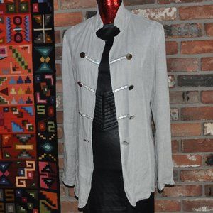Sgt. Sergeant Pepper Style Linen Jacket, Mini Crystal, Silver Details, Italy S